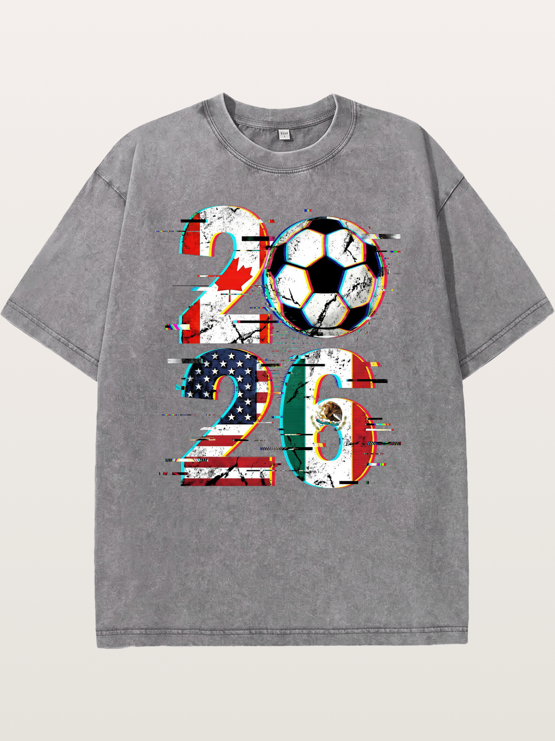 2026 WC Glitch Typography Print Washed T-shirt