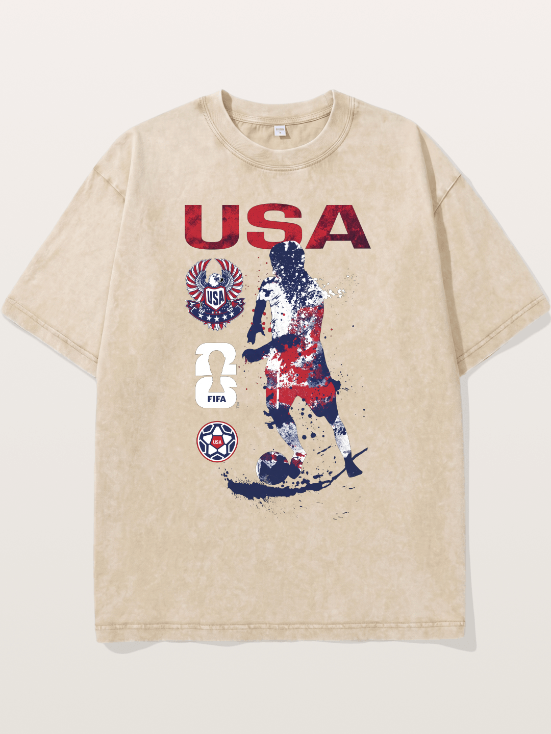 USA WC 2026 Splatter Soccer Player Washed T-shirt