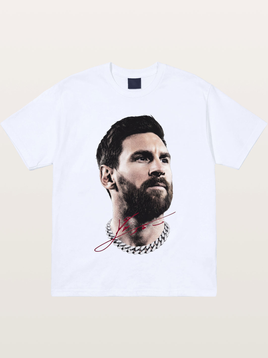 Messi Black White Signature Portrait Gildan T-shirt