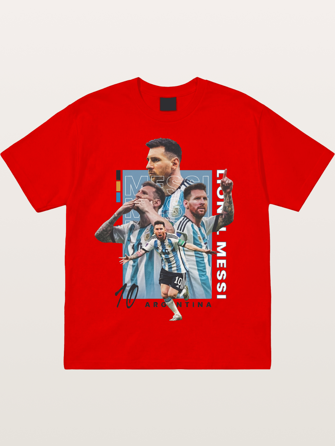 Messi Argentina Layered Collage Cotton T-shirt