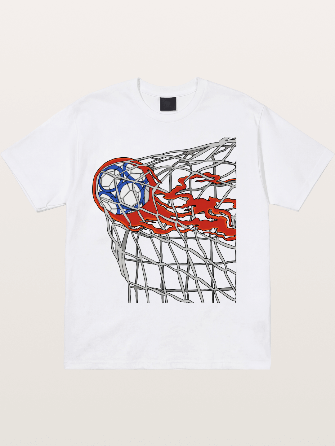 Flaming Goal Net Illustration Cotton T-shirt