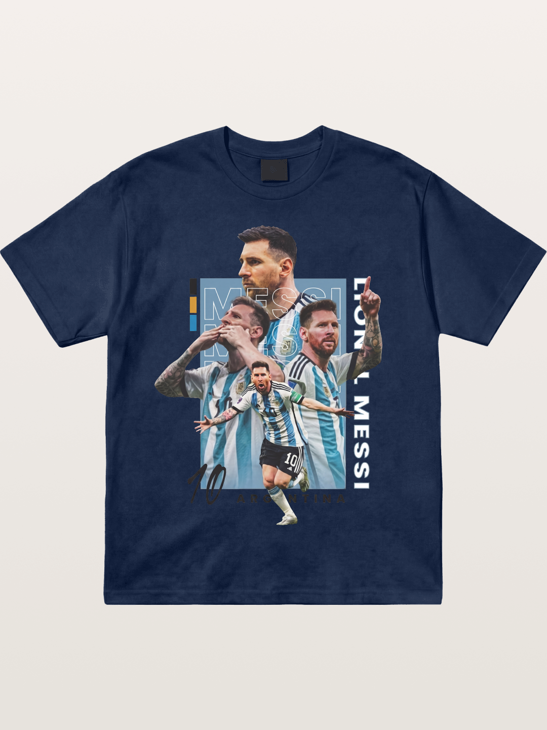 Messi Argentina Layered Collage Cotton T-shirt