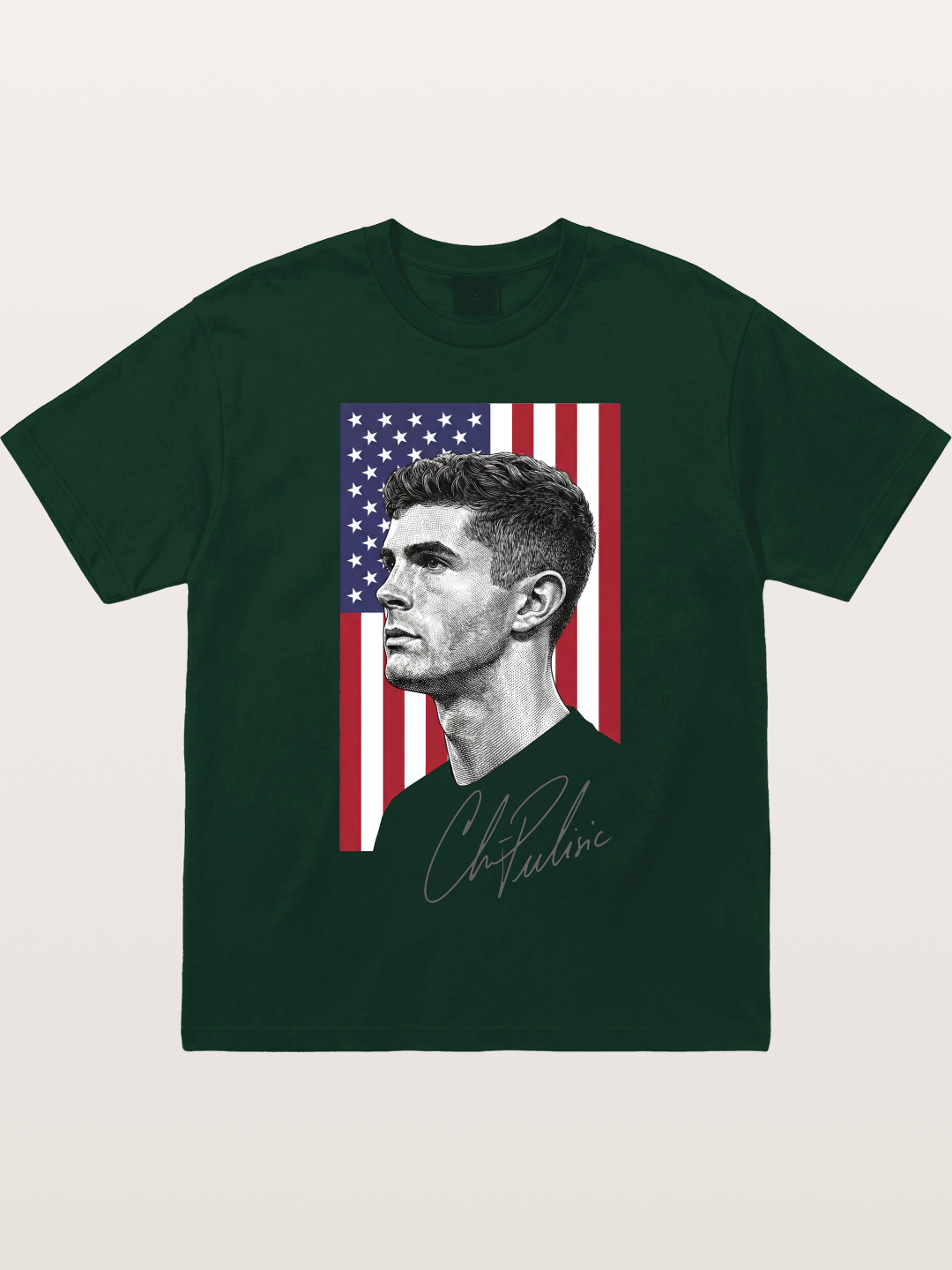 Christian Pulisic US Flag Backdrop Gildan T-shirt