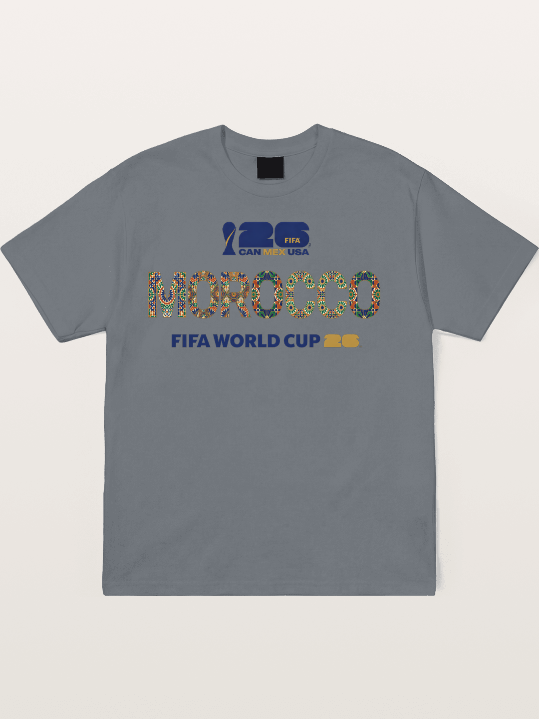 Morocco 2026 Mosaic Typography Cotton T-shirt