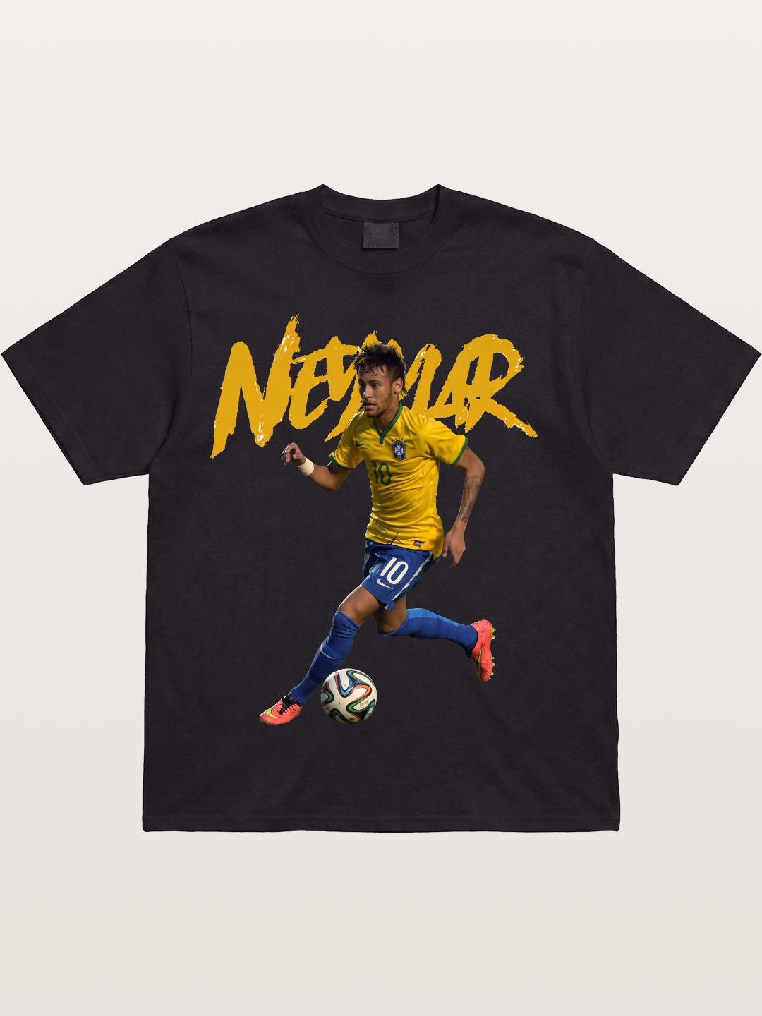Neymar Brazil Brushstroke Art Cotton T-shirt