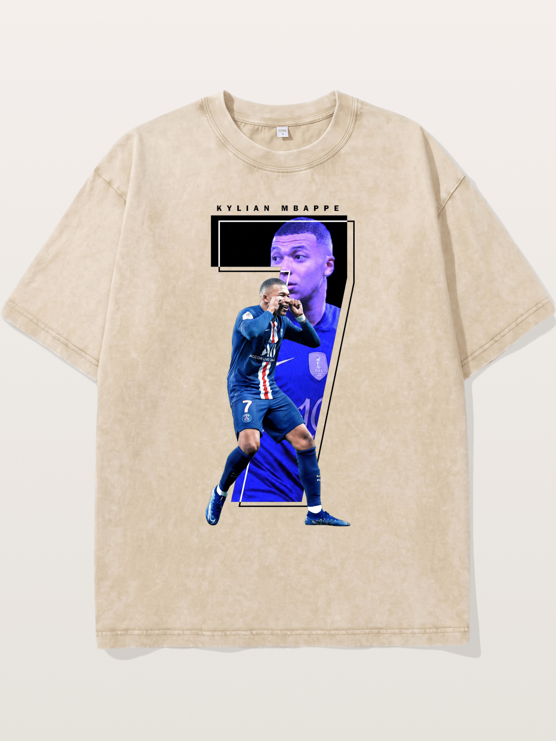 Mbappe Dual Portrait Collage Washed T-shirt