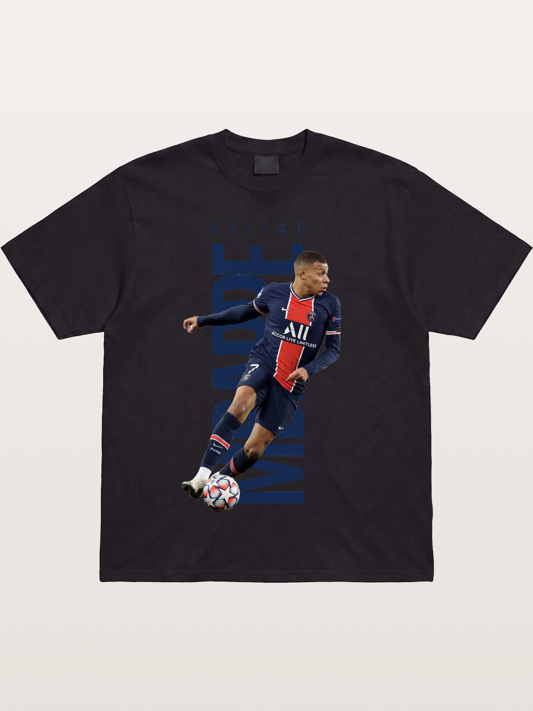 Mbappe PSG Vertical Typography Cotton T-shirt