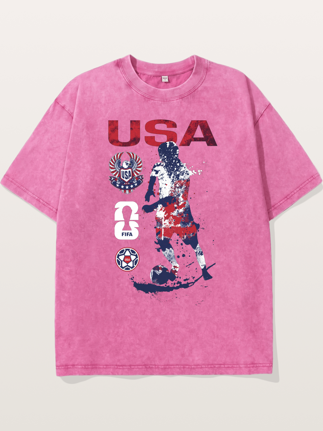 USA WC 2026 Splatter Soccer Player Washed T-shirt