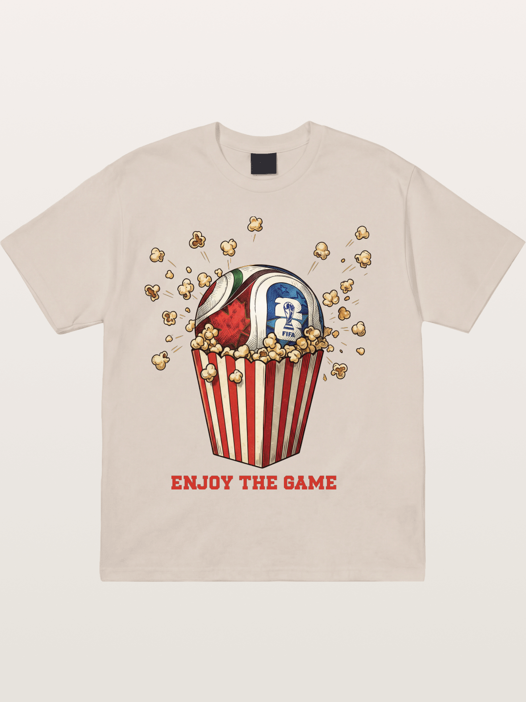 Soccer Ball in Popcorn Bucket Cotton T-shirt